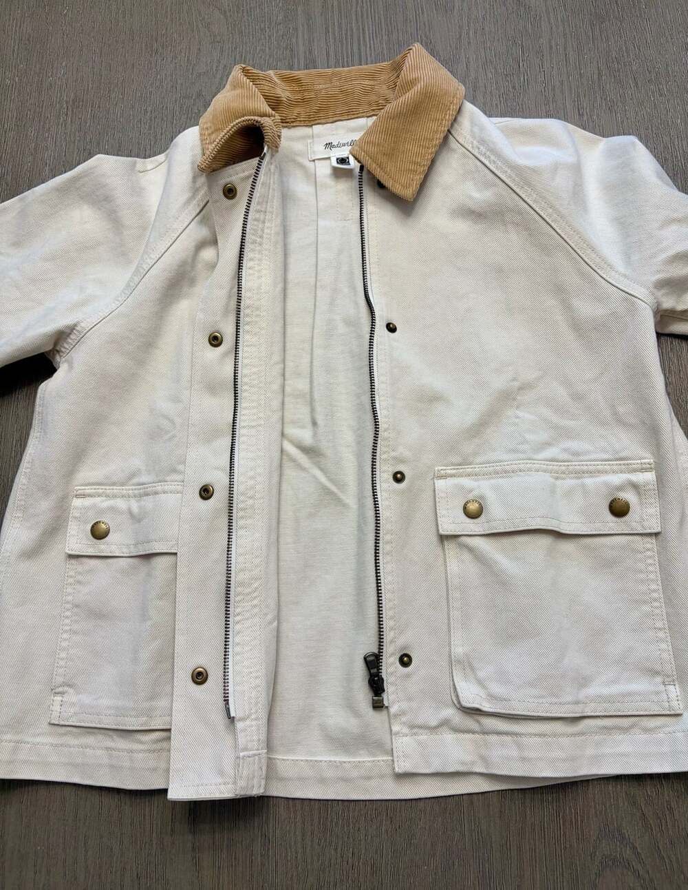 NWOT Madewell The Billie Short Jacket Size M Cream Corduroy Collar Barn - Picture 8 of 15